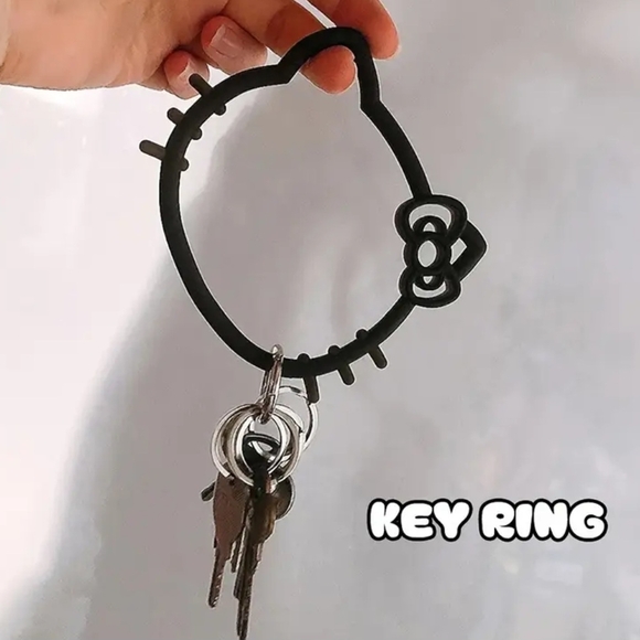 Hello Kitty Sanrio Black Or PINK Key Chain & Phone Charm NEW - Picture 2 of 8